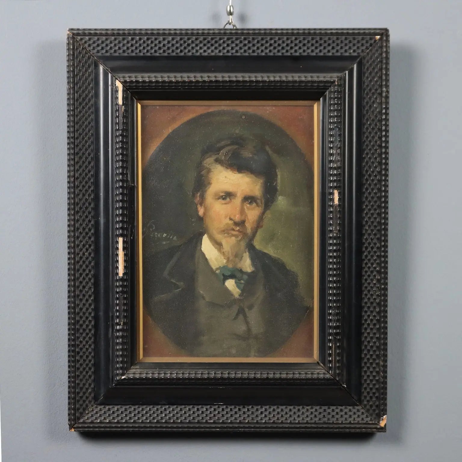 Antique Painting Signed Giovanni Pezzotta Oil on Canvas XIX Century