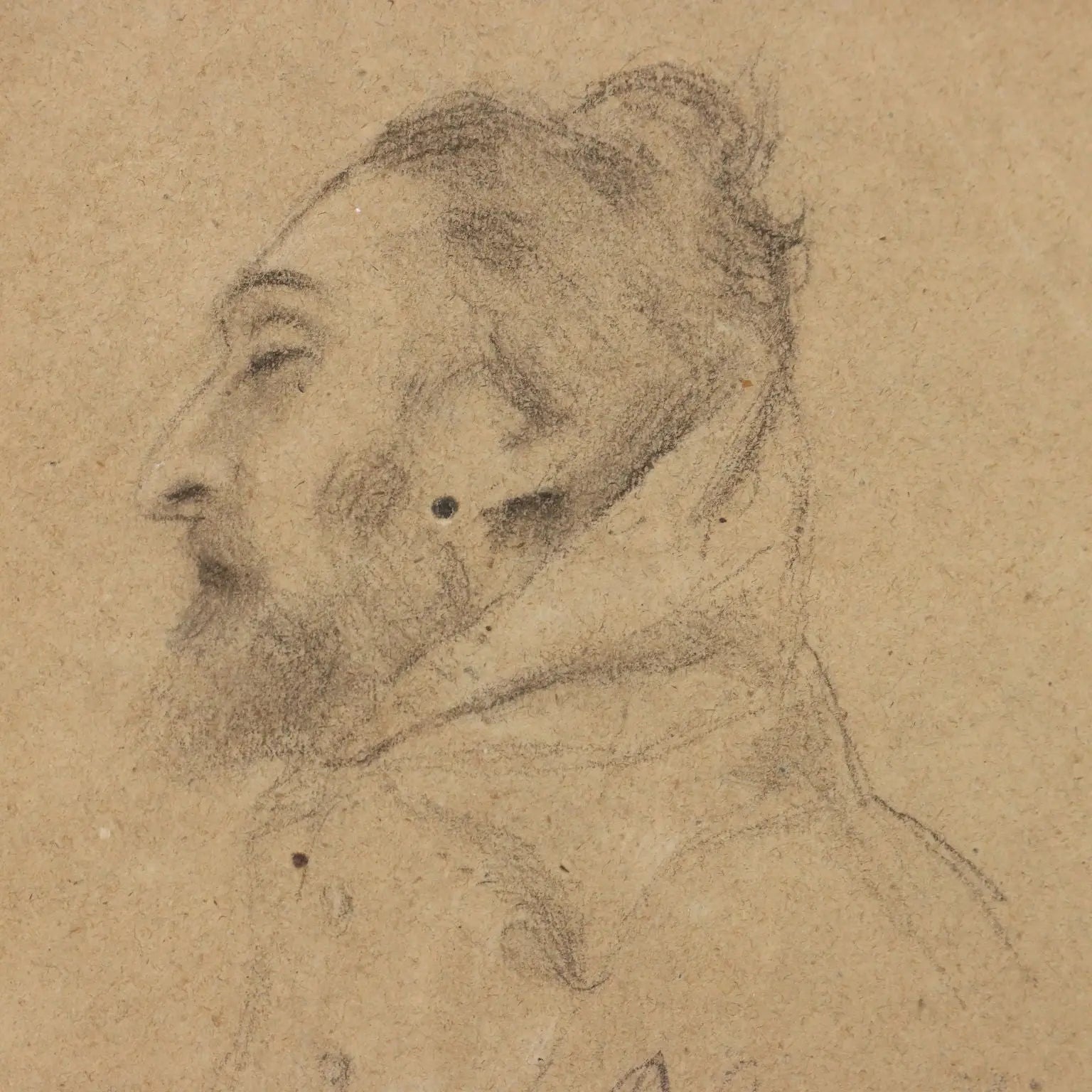 Antique Drawing Signed Domenico Morelli Study of Heads '800