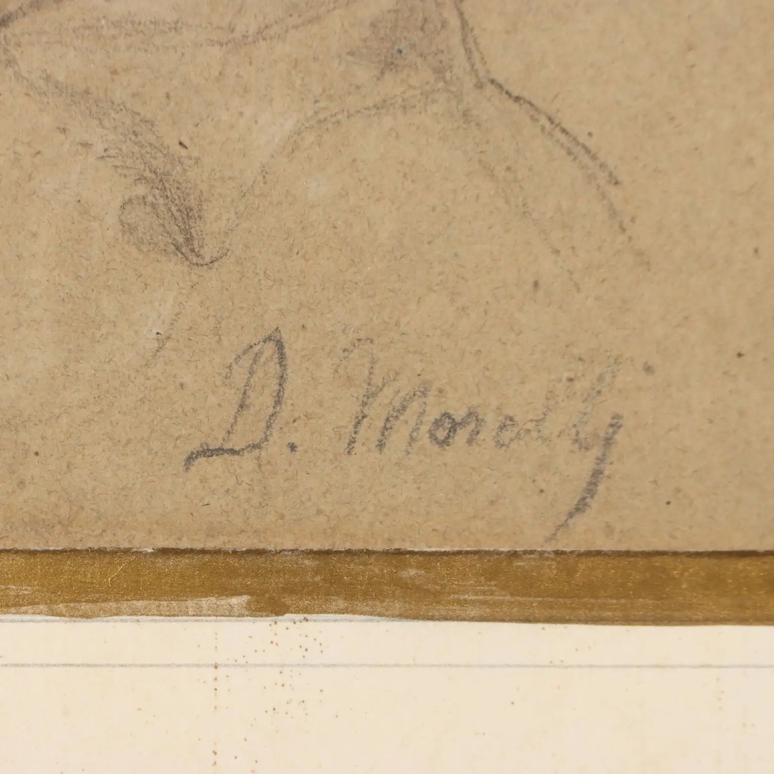 Antique Drawing Signed Domenico Morelli Study of Heads '800