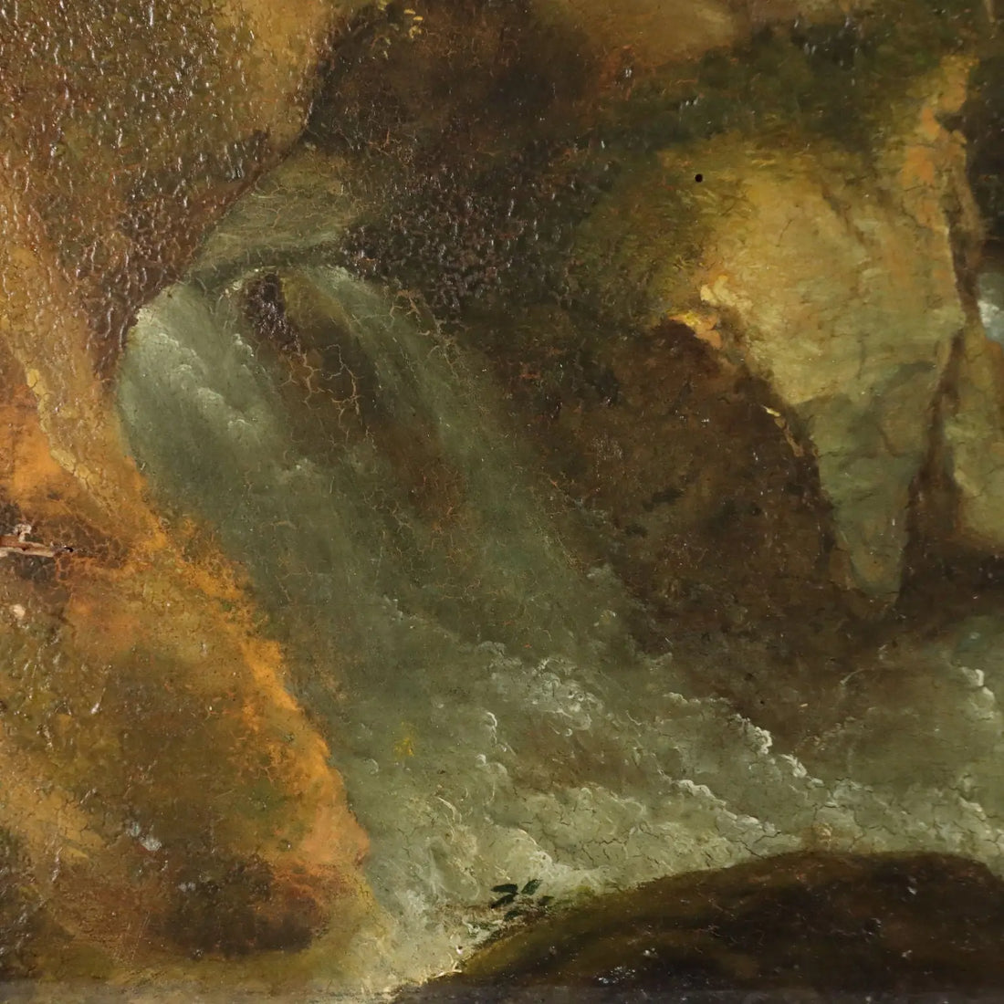 Antique Painting Mountain Glimpse Oil on Hardboard XIX Century