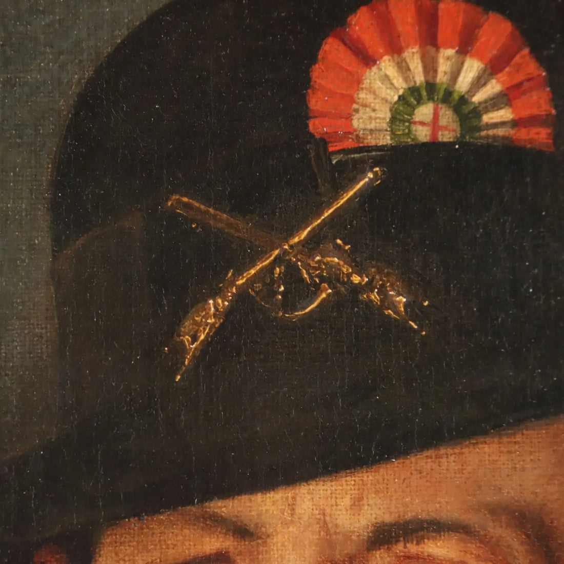 Antique Painting Portrait of a Bersagliere Oil on Canvas XIX Century