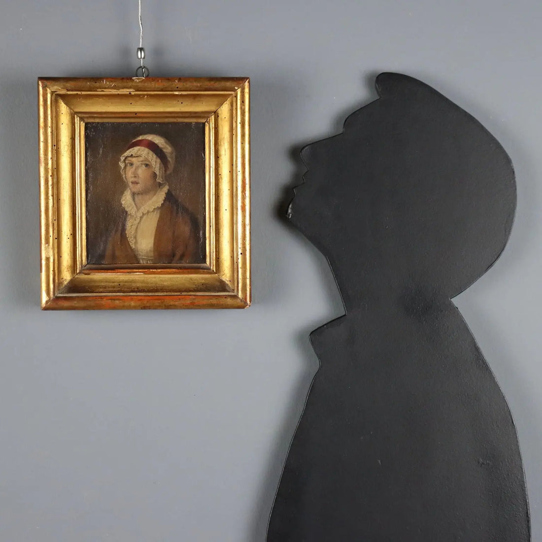 Antique Painting Female Portrait Oil on Canvas France XIX Century