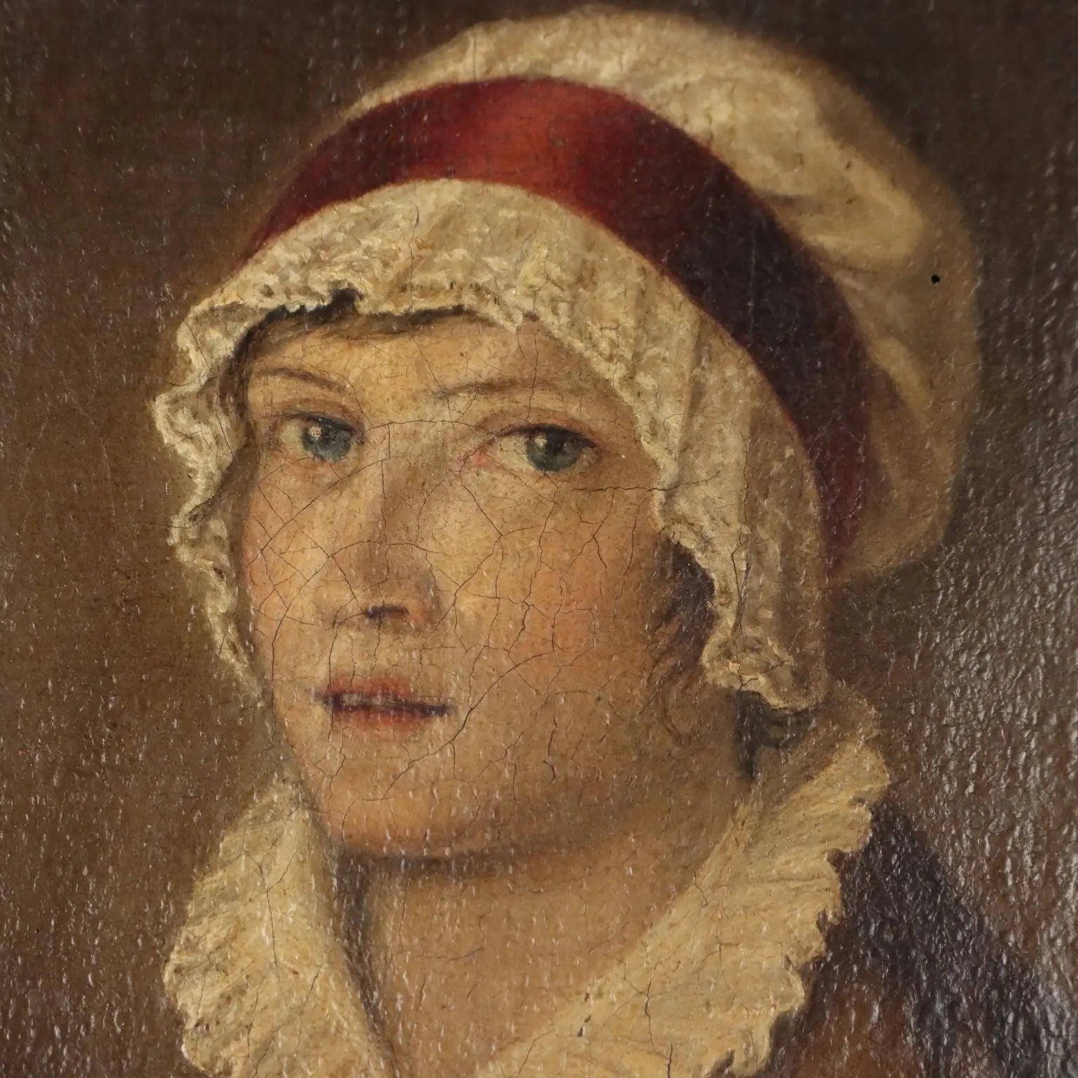 Antique Painting Female Portrait Oil on Canvas France XIX Century