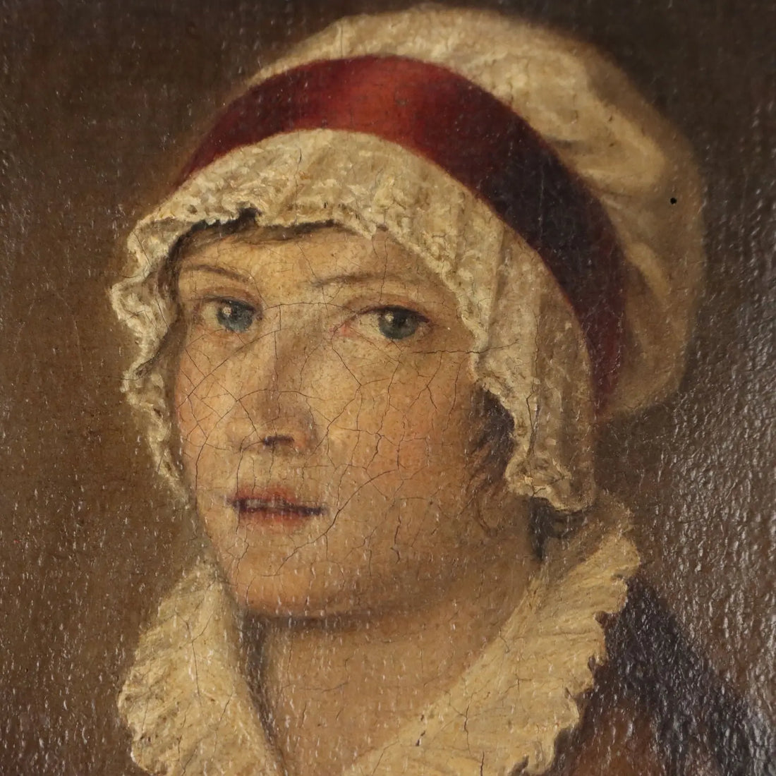 Antique Painting Female Portrait Oil on Canvas France XIX Century