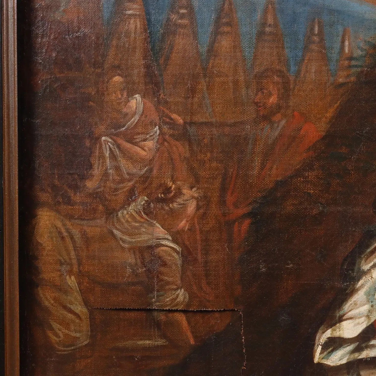 Antique Painting The Gathering of Manna Oil on Canvas XVIII Century