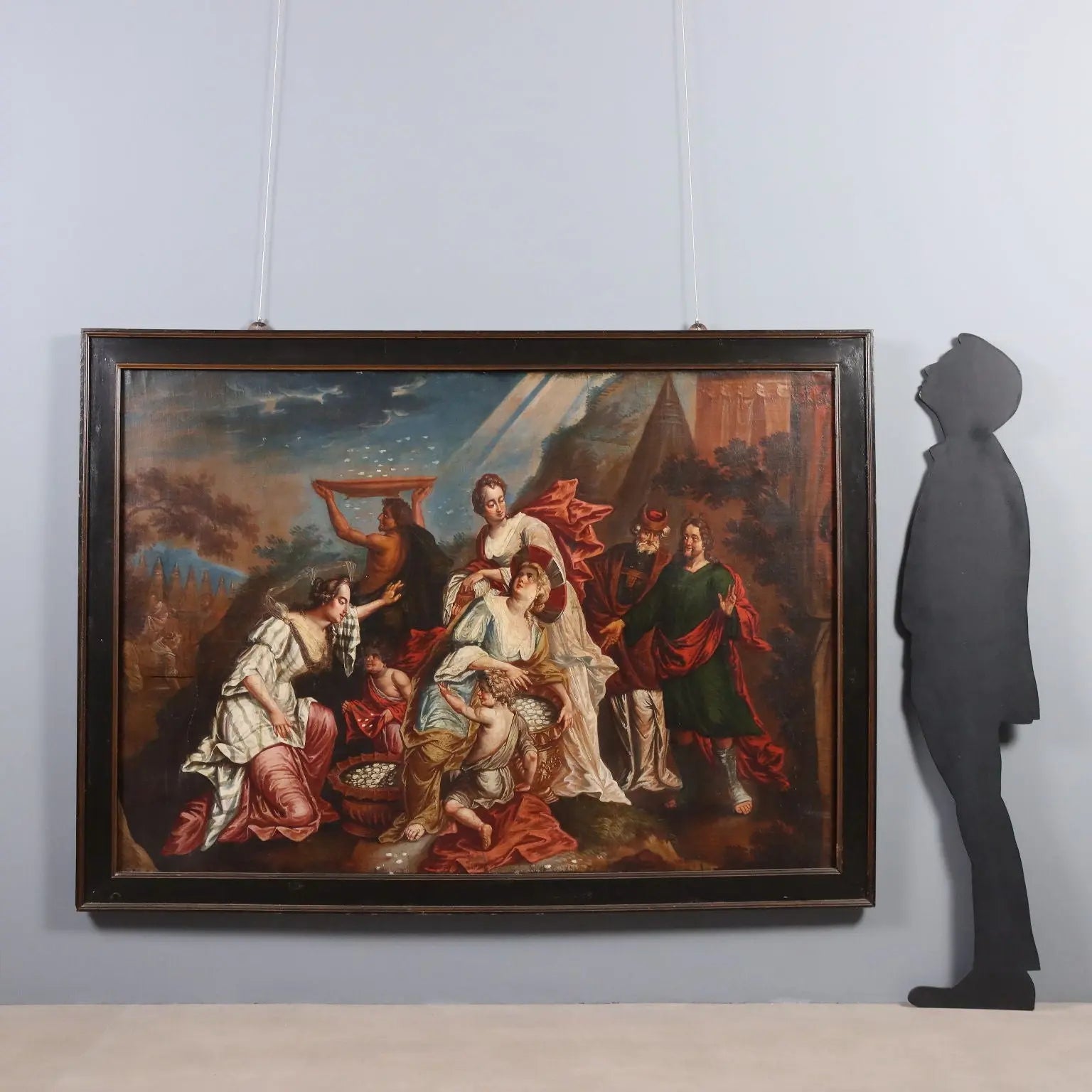 Antique Painting The Gathering of Manna Oil on Canvas XVIII Century