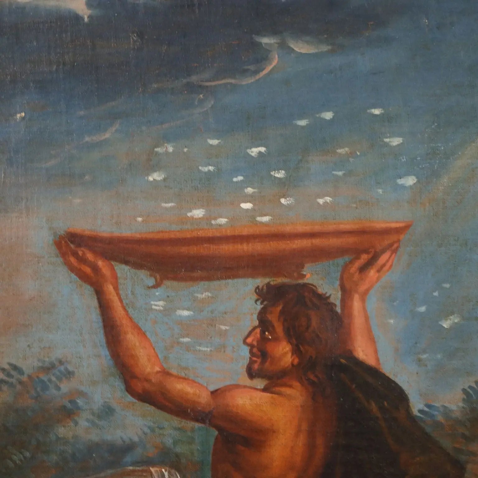 Antique Painting The Gathering of Manna Oil on Canvas XVIII Century