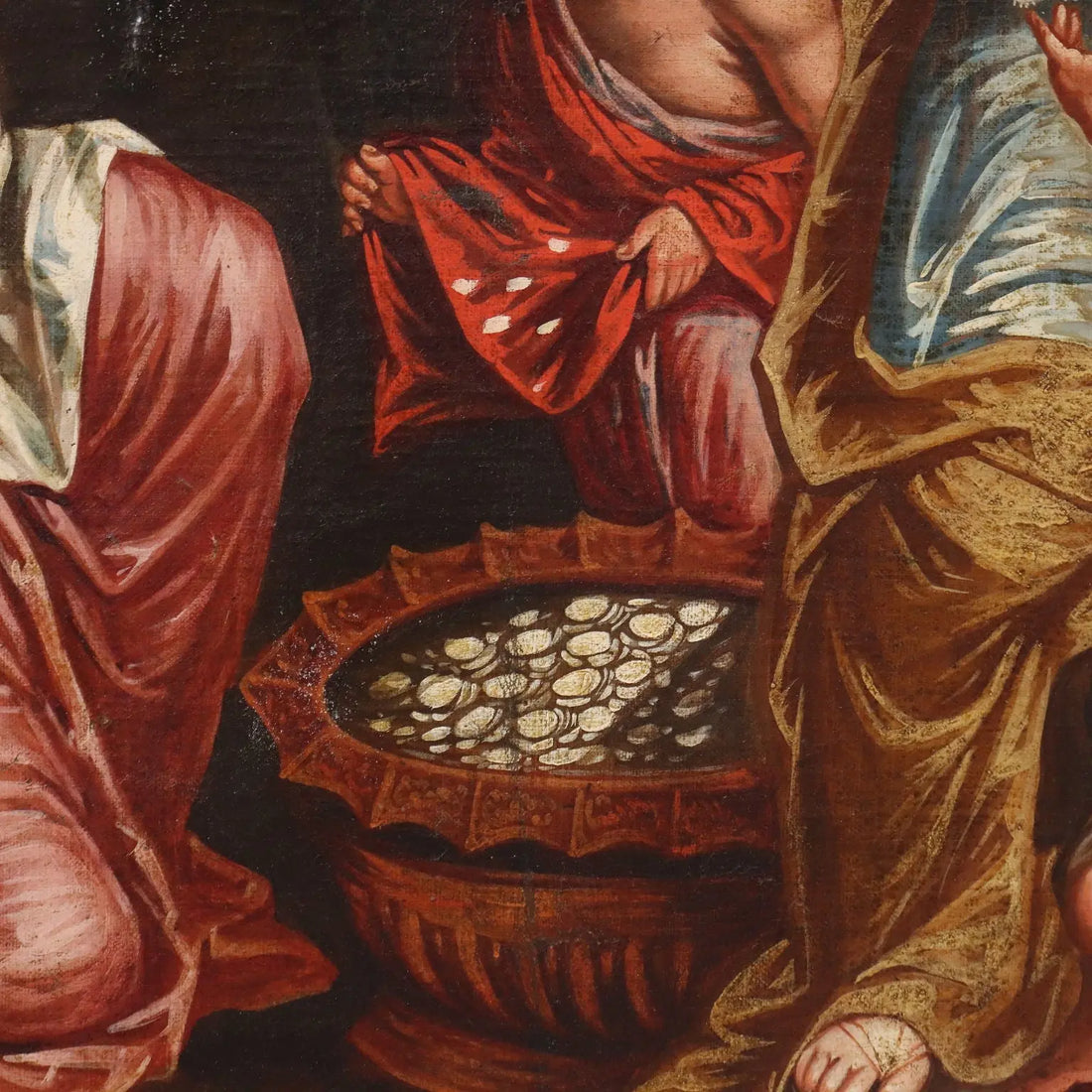 Antique Painting The Gathering of Manna Oil on Canvas XVIII Century
