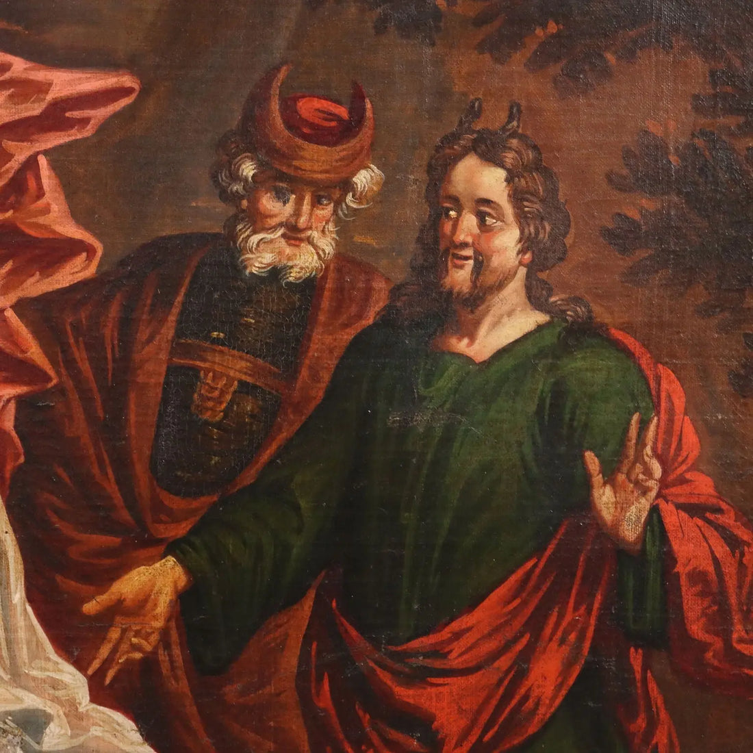 Antique Painting The Gathering of Manna Oil on Canvas XVIII Century