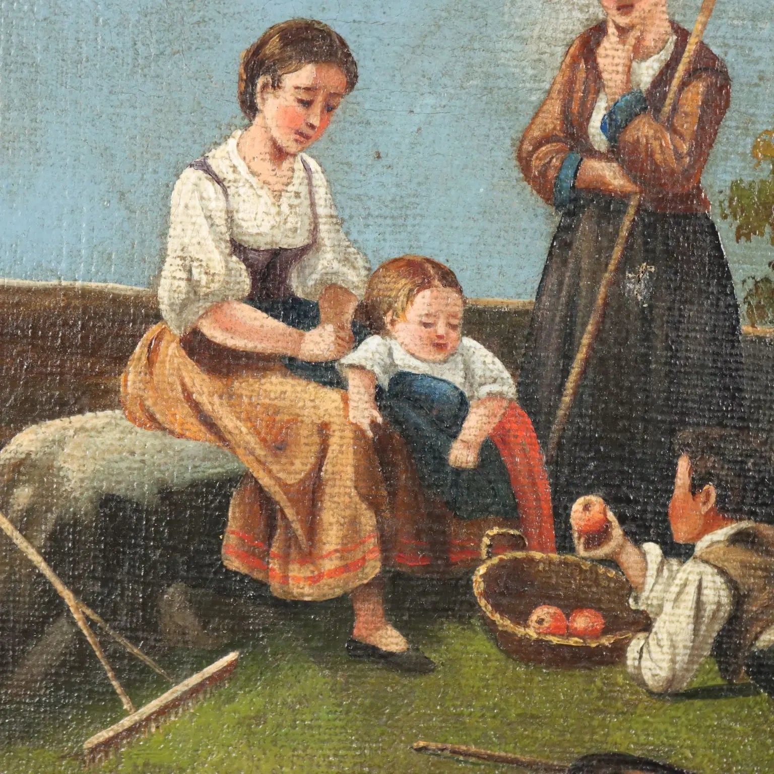 Antique Painting Mountain Landscape Oil on Canvas 1874