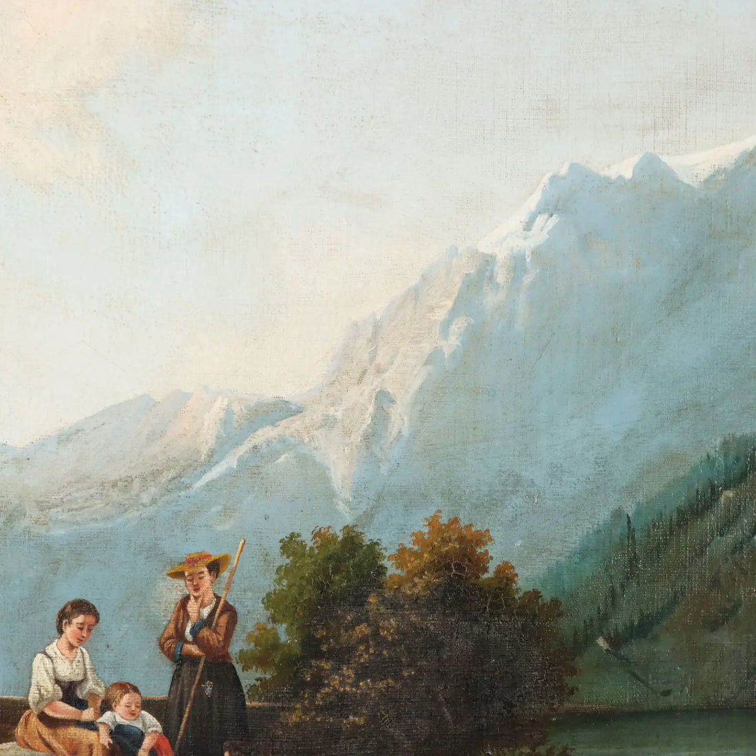 Antique Painting Mountain Landscape Oil on Canvas 1874