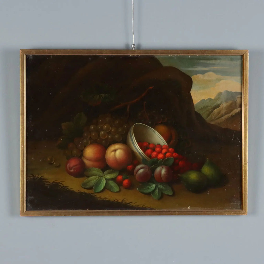 Antique Painting Still Life with Fruit Oil on Canvas XIX Century