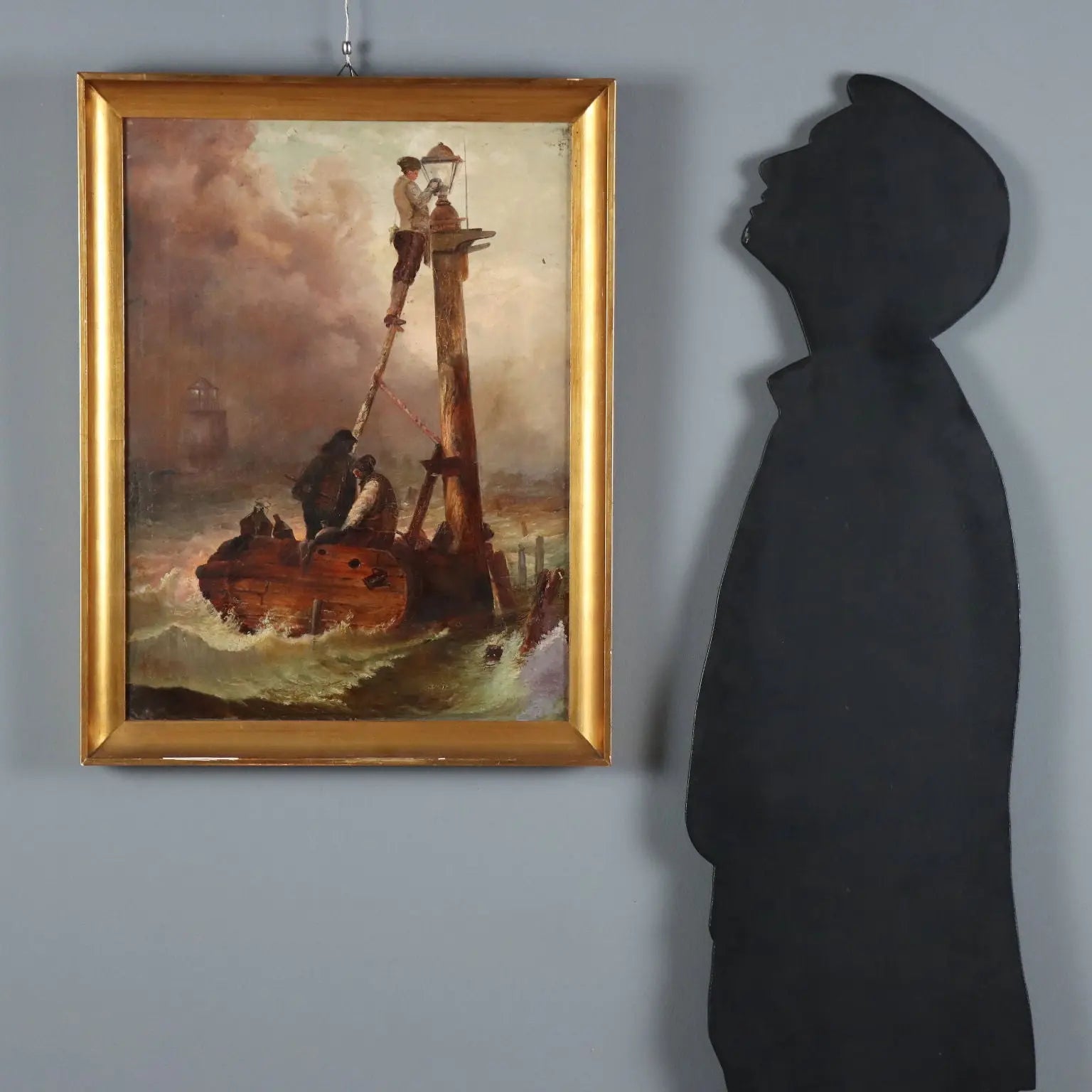 Antique Painting Sailors Copy from Eugène Le Poittevin Oil on Canvas '800