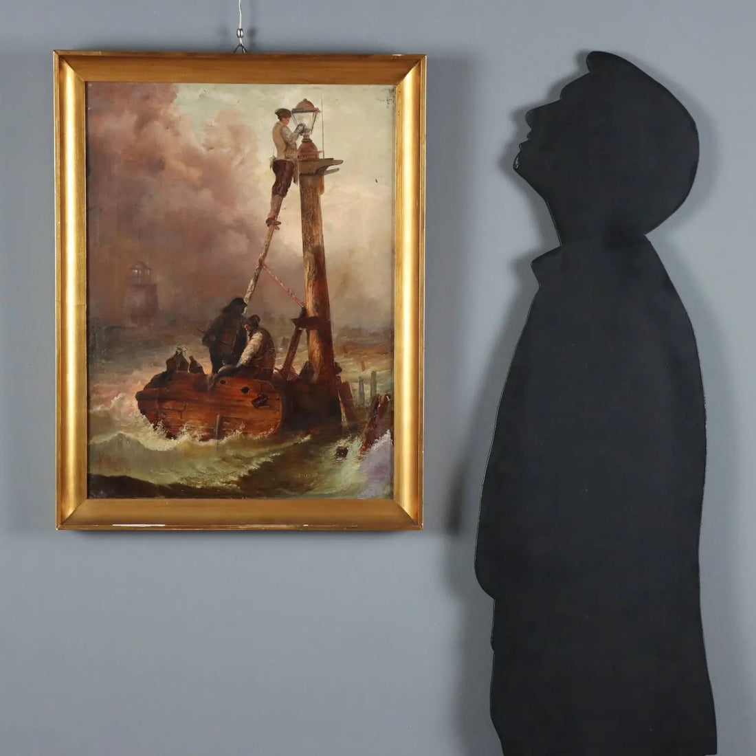 Antique Painting Sailors Copy from Eugène Le Poittevin Oil on Canvas '800
