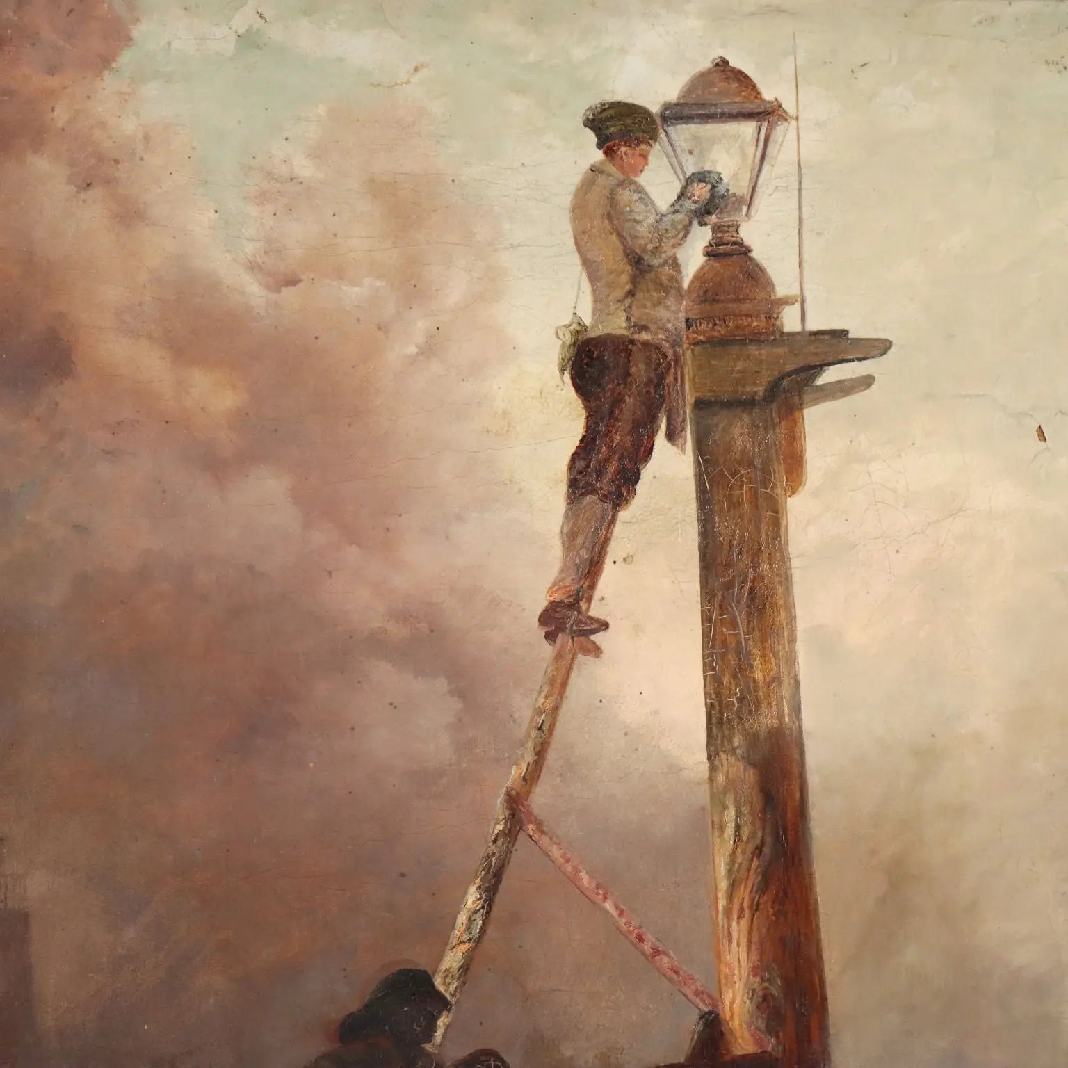Antique Painting Sailors Copy from Eugène Le Poittevin Oil on Canvas '800
