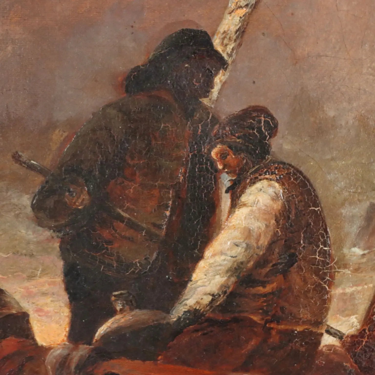 Antique Painting Sailors Copy from Eugène Le Poittevin Oil on Canvas '800