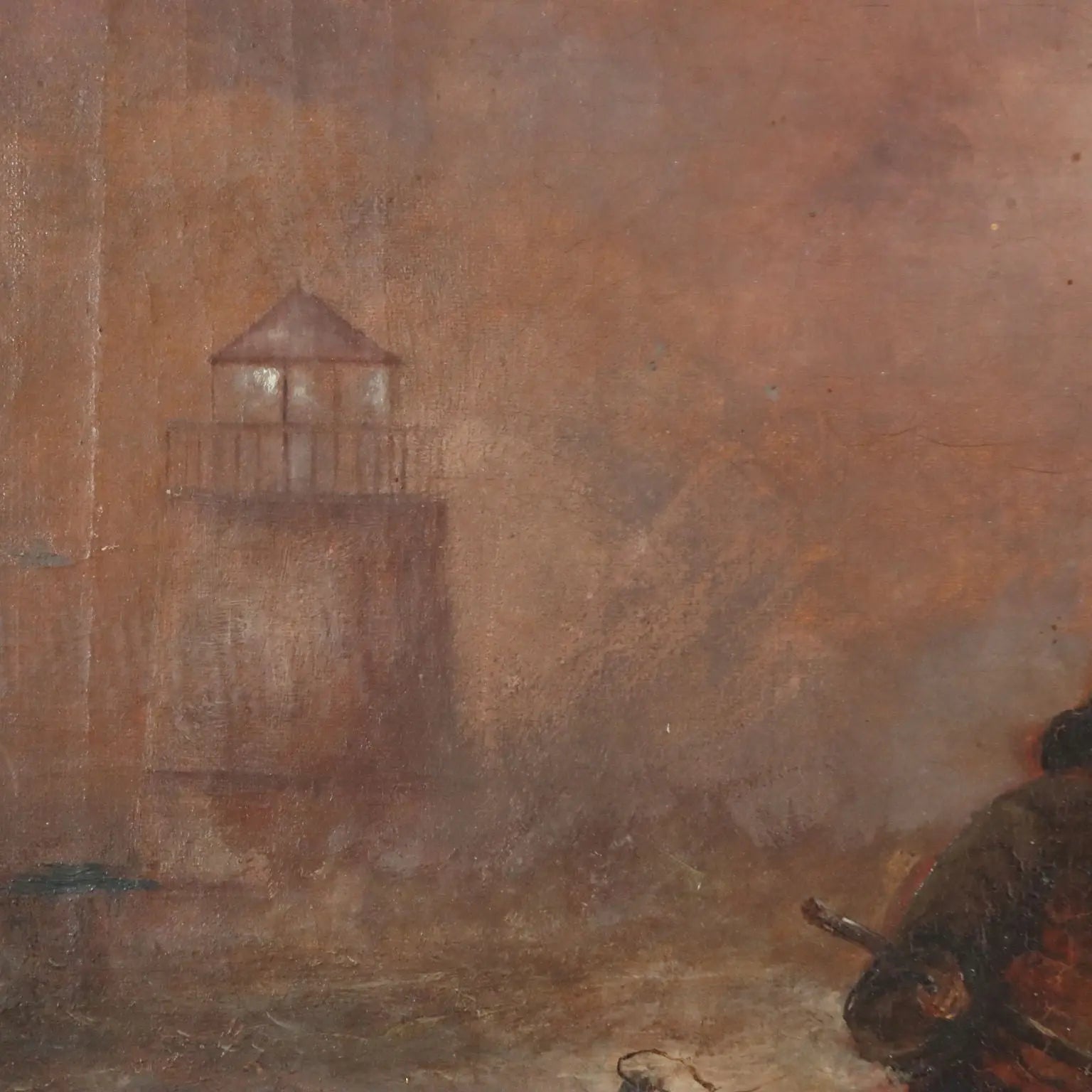 Antique Painting Sailors Copy from Eugène Le Poittevin Oil on Canvas '800