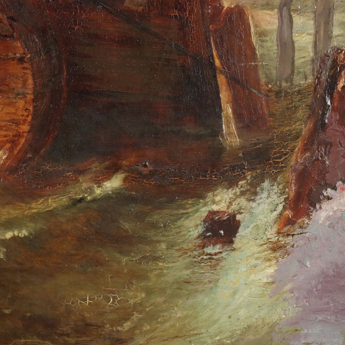 Antique Painting Sailors Copy from Eugène Le Poittevin Oil on Canvas '800