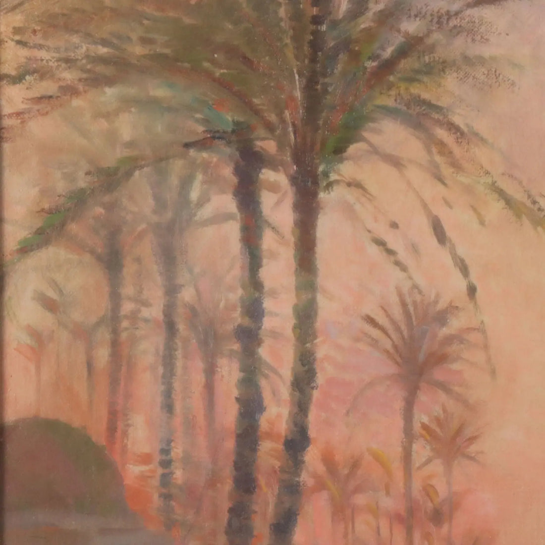 Antique Painting Exotic Landscape with Pyramids and Figures '800