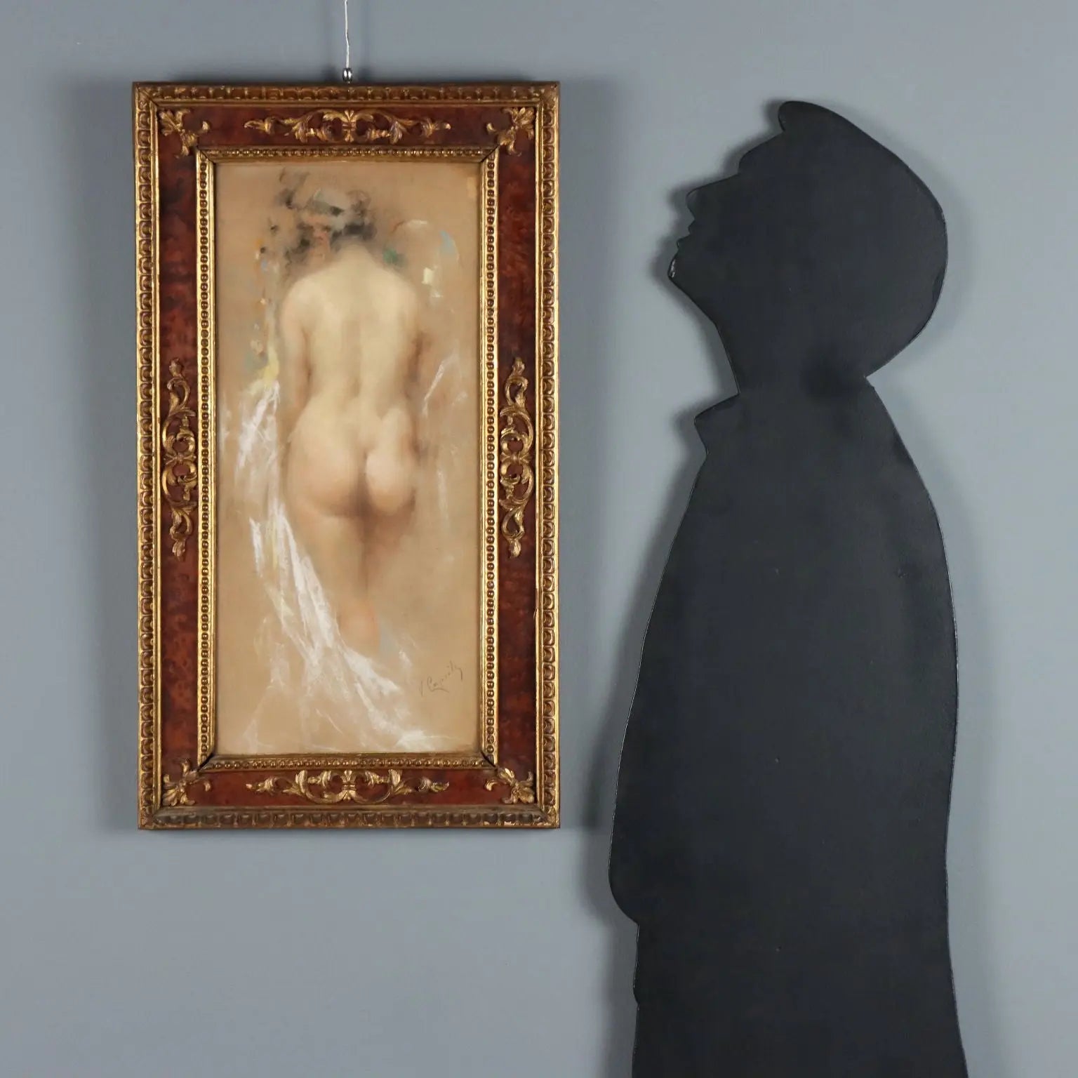 Antique Painting Signed Vincenzo Caprile Female Nude XIX Century