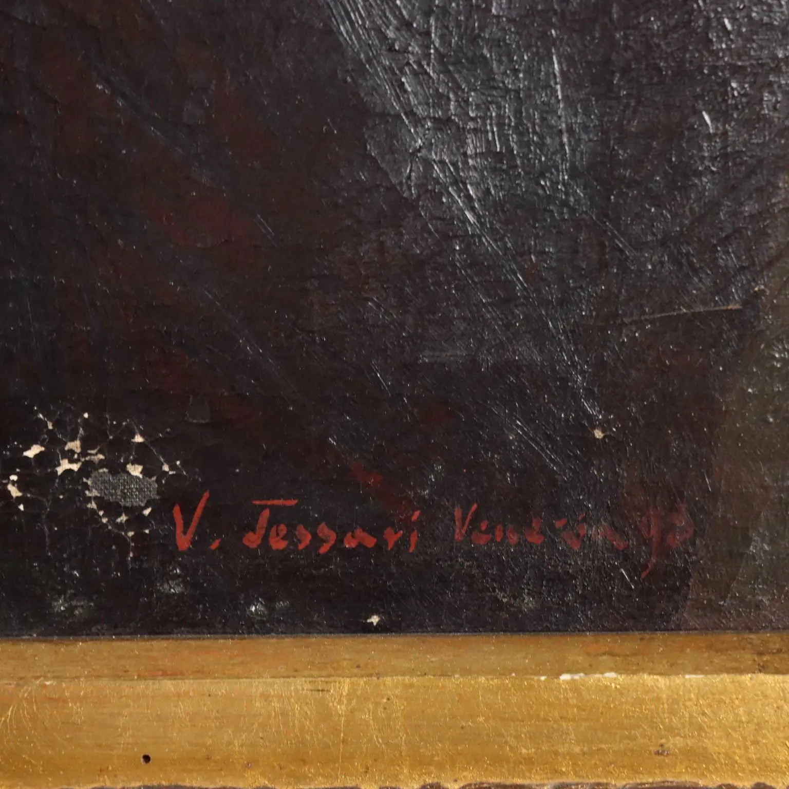 Antique Painting Signed Vittorio Tessari Oil on Canvas Italy 1898