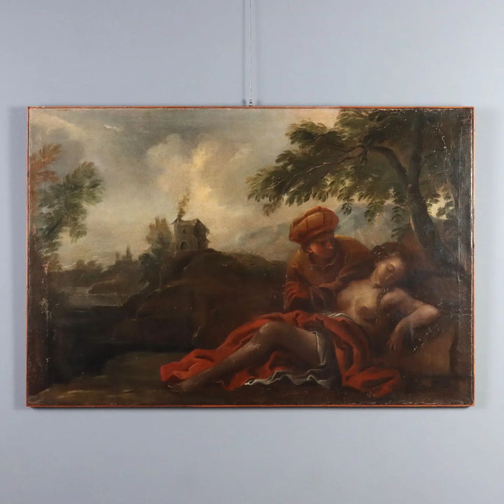 Antique Painting Mythological Subject Oil on Canvas XIX Century