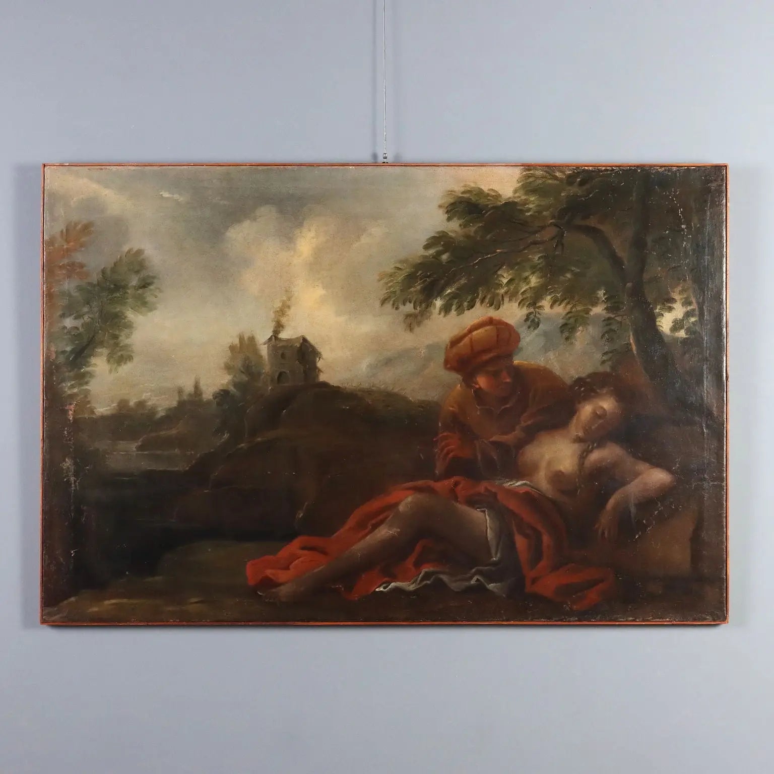 Antique Painting Mythological Subject Oil on Canvas XIX Century