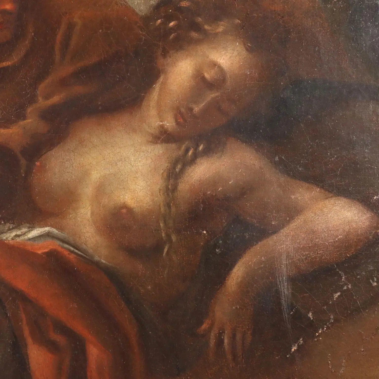Antique Painting Mythological Subject Oil on Canvas XIX Century