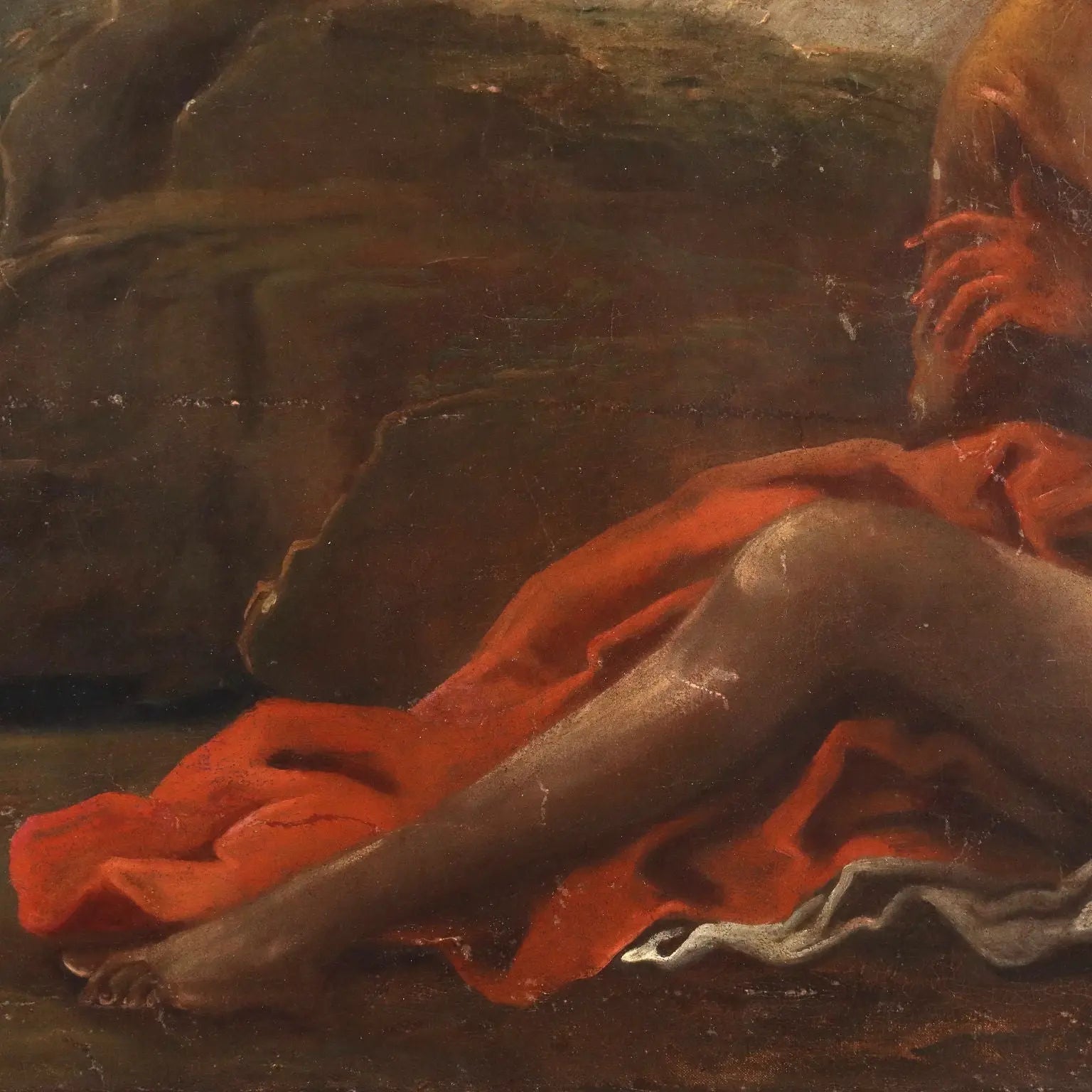 Antique Painting Mythological Subject Oil on Canvas XIX Century