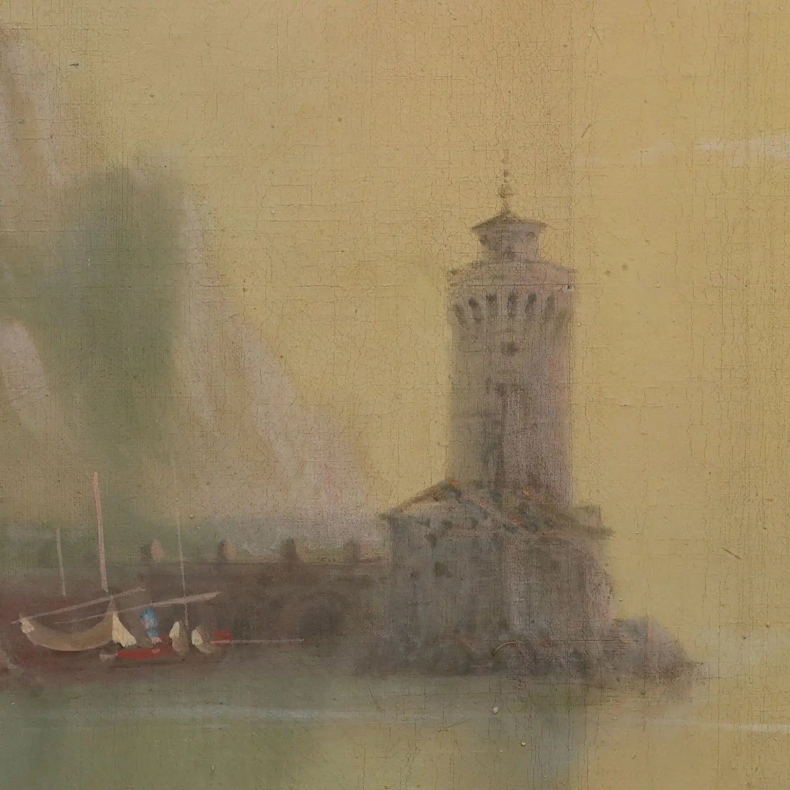 Antique Painting View of Nisida G. Ramano Oil on Canvas 1861