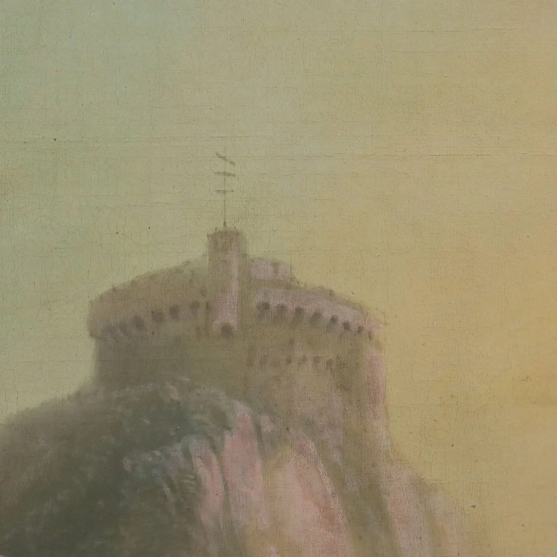 Antique Painting View of Nisida G. Ramano Oil on Canvas 1861