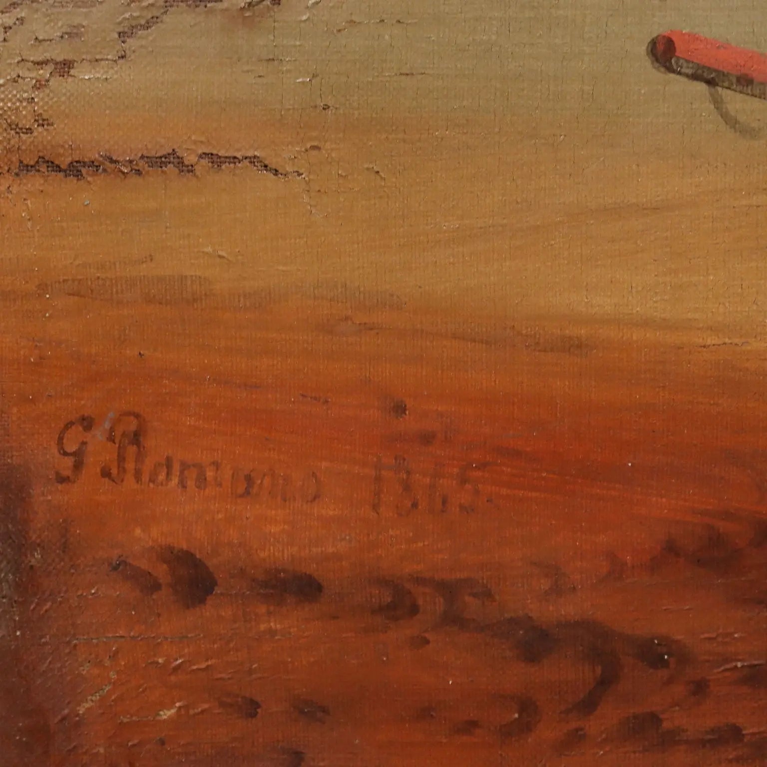 Antique Painting View of Nisida G. Ramano Oil on Canvas 1861