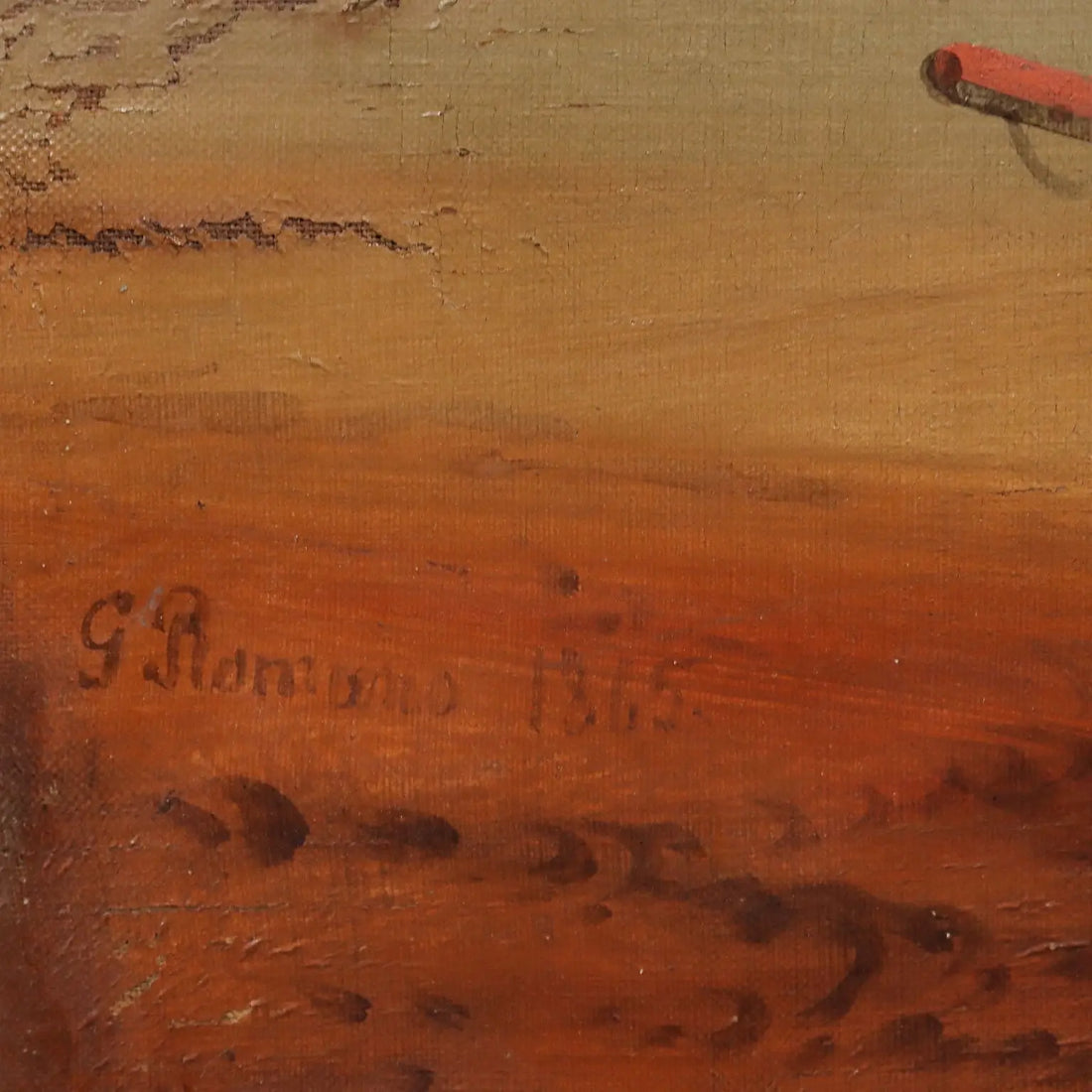 Antique Painting View of Nisida G. Ramano Oil on Canvas 1861