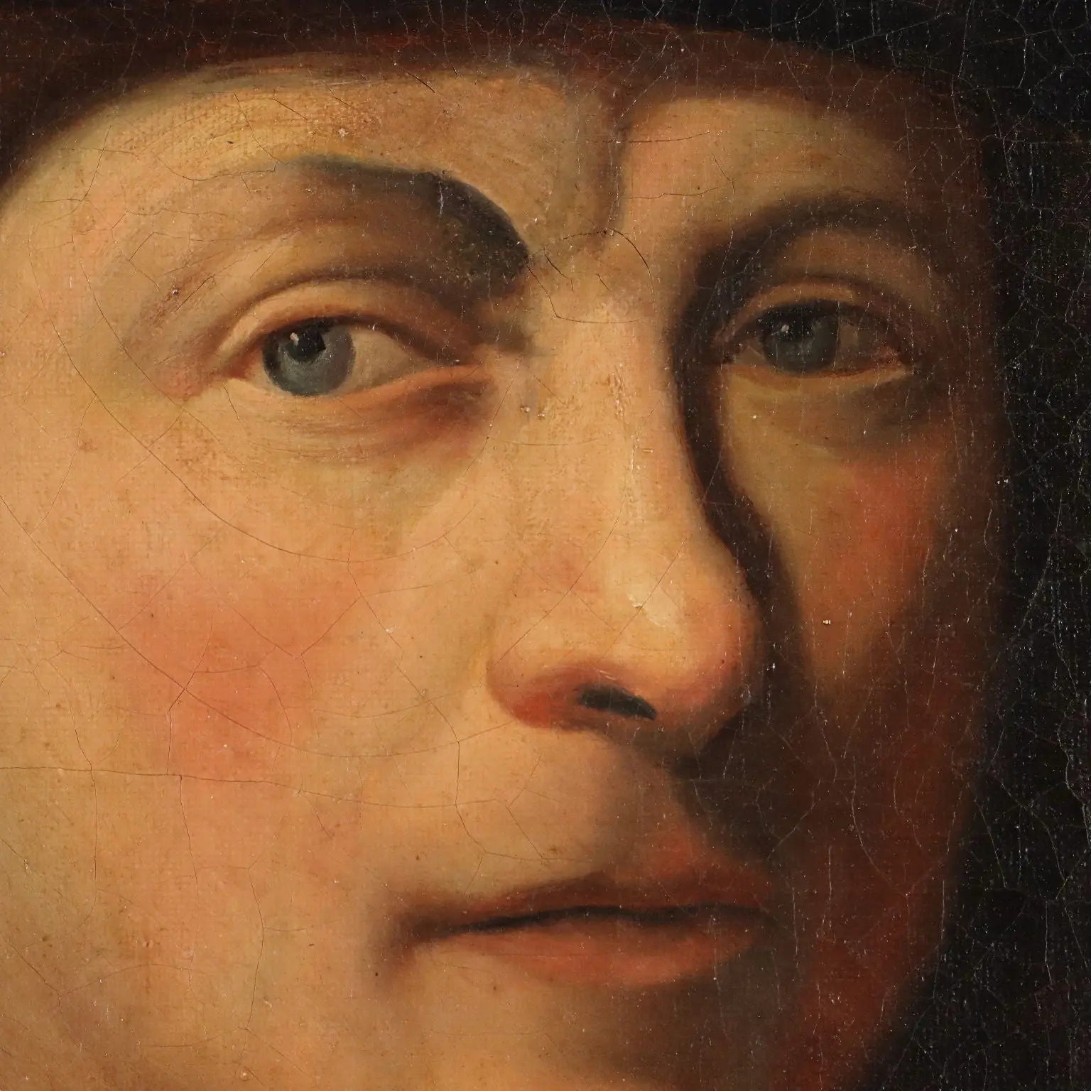 Antique Painting Portrait of Rembrandt Oil on Canvas XIX Century