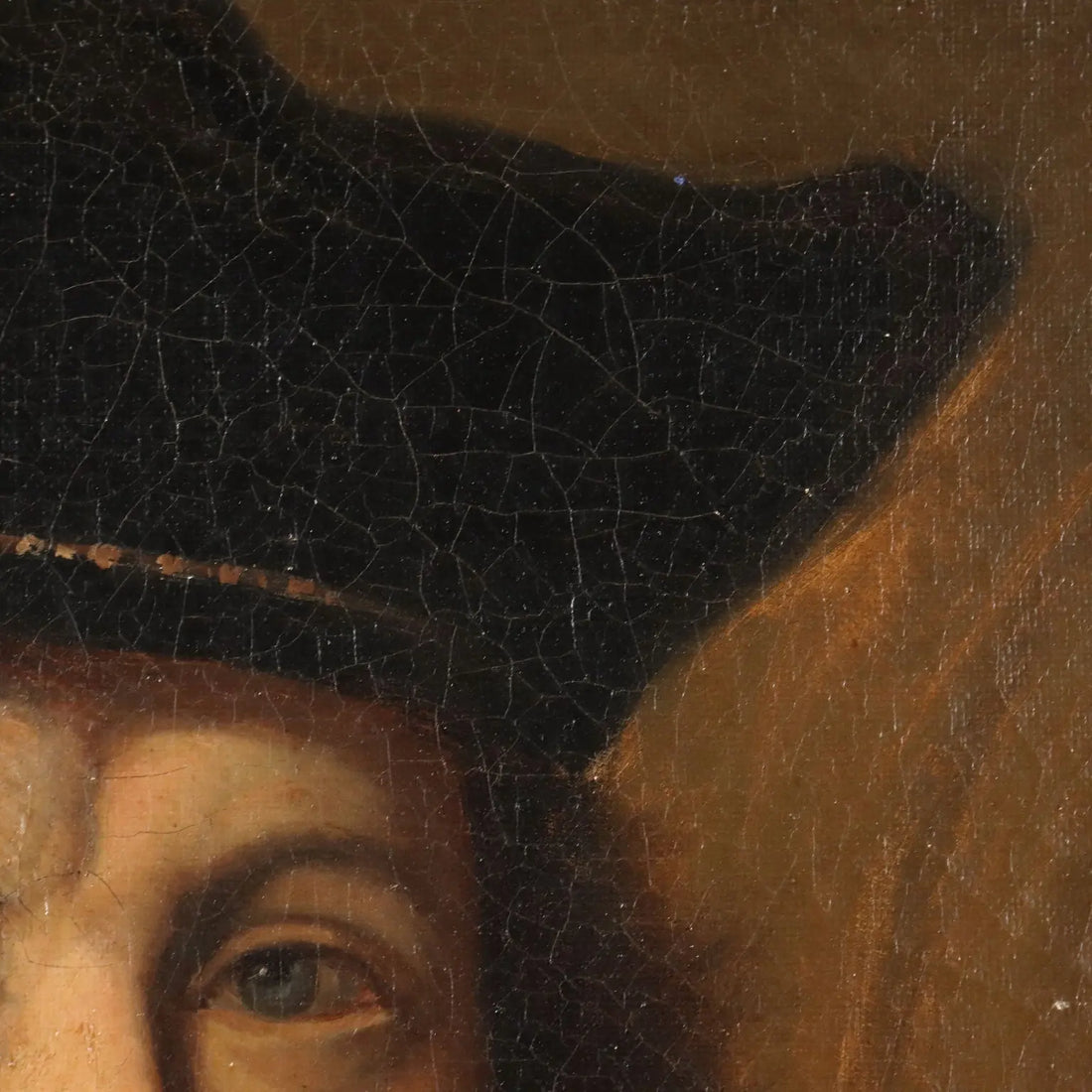 Antique Painting Portrait of Rembrandt Oil on Canvas XIX Century
