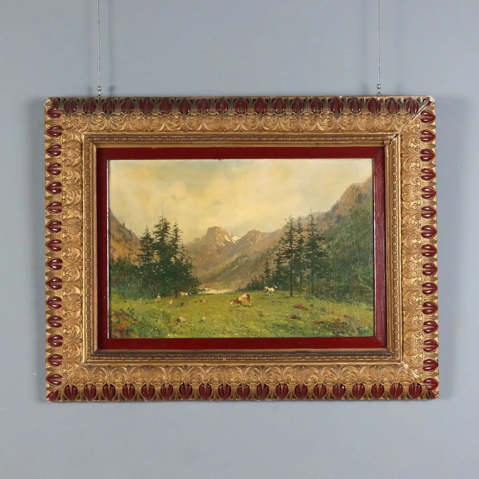 Antique Painting Giuseppe Buscaglione Oil on Canvas XIX Century