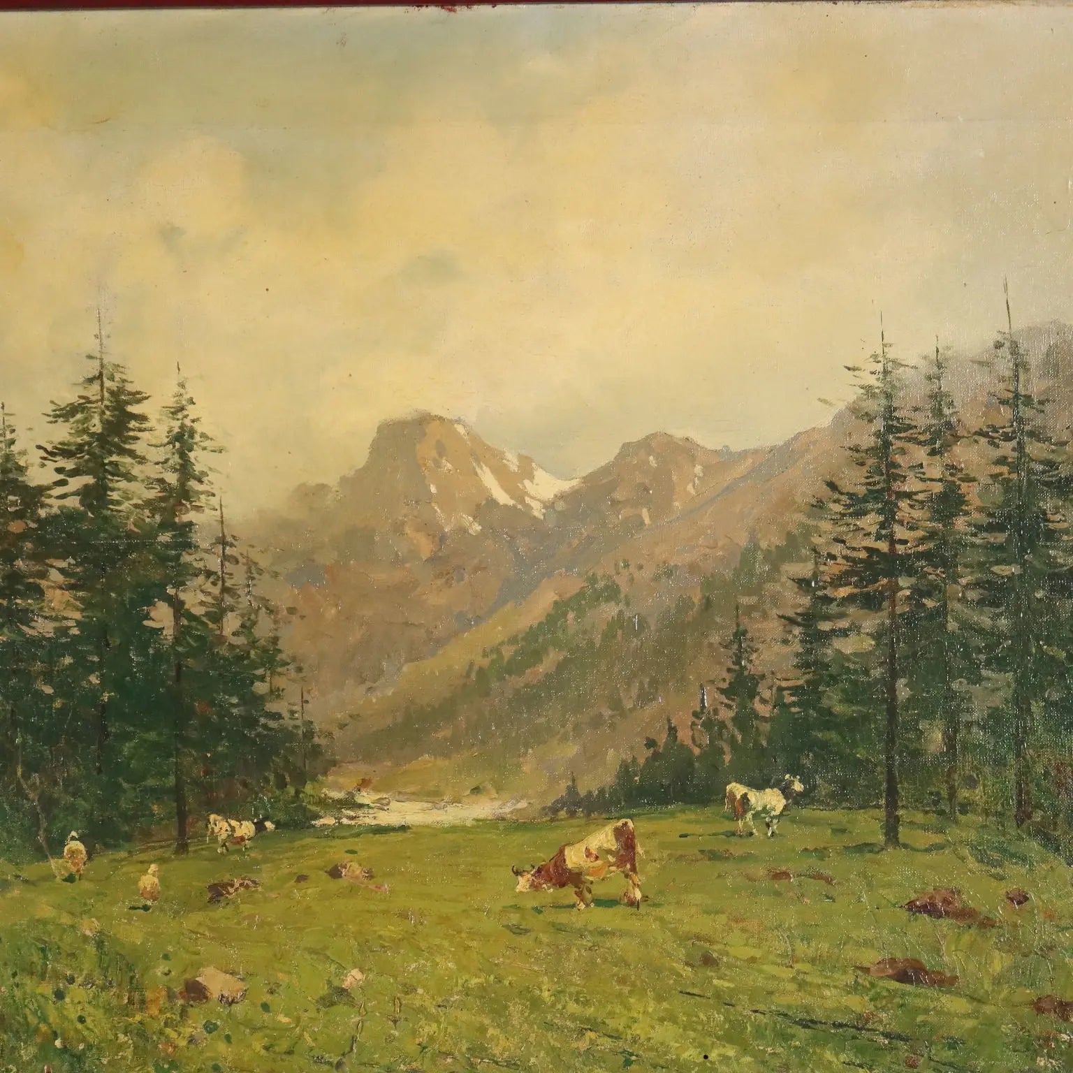 Antique Painting Giuseppe Buscaglione Oil on Canvas XIX Century