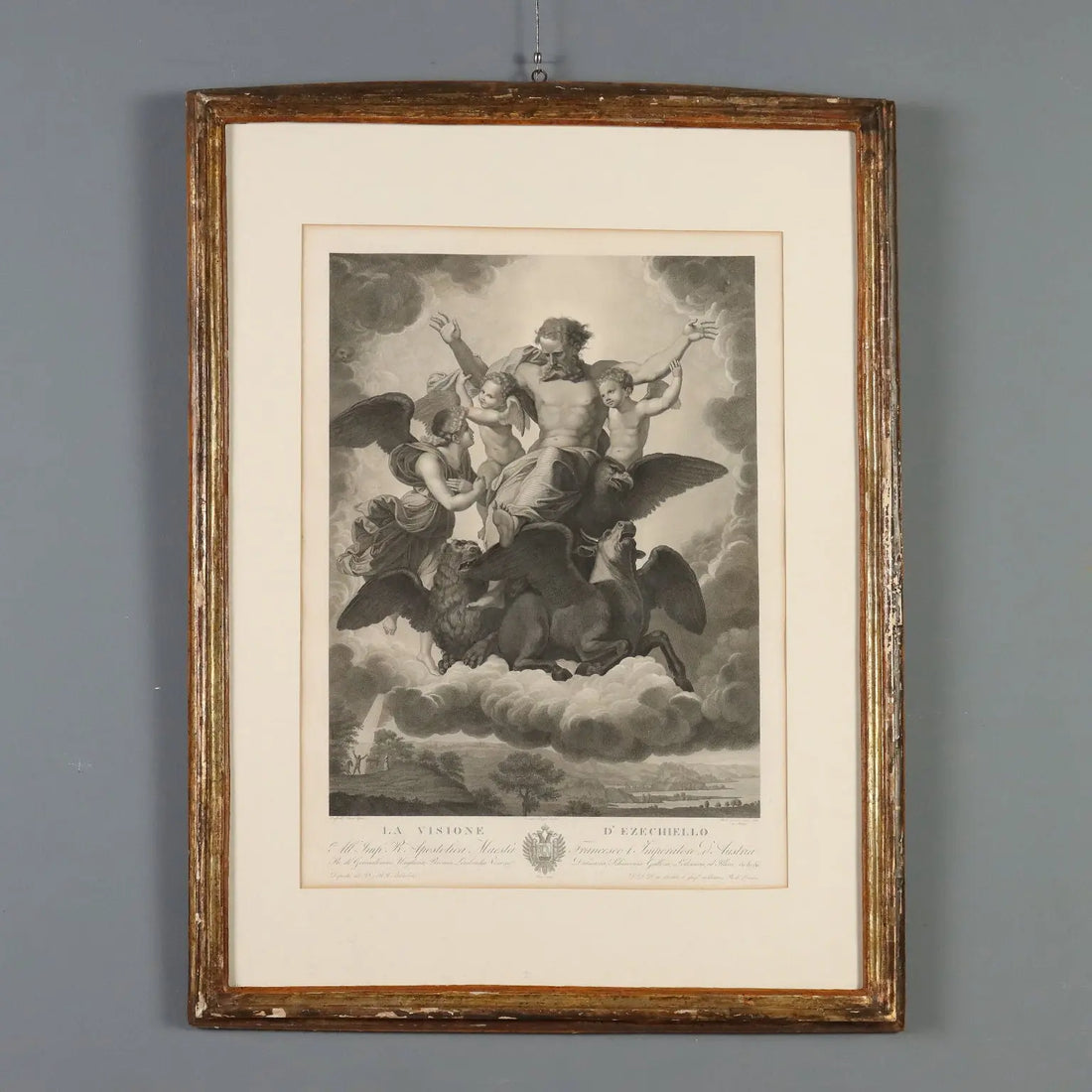 Antique Etching Signed Paolo Caronni Vision of Ezekiel 1825