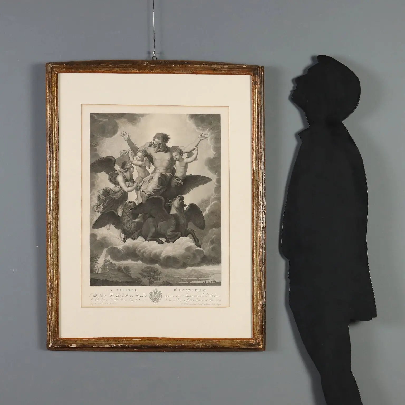 Antique Etching Signed Paolo Caronni Vision of Ezekiel 1825