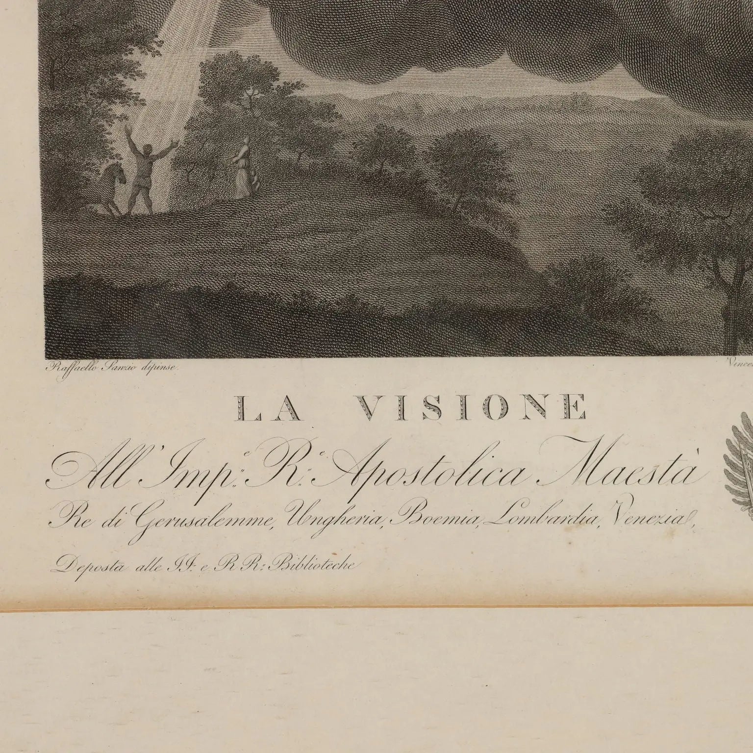 Antique Etching Signed Paolo Caronni Vision of Ezekiel 1825