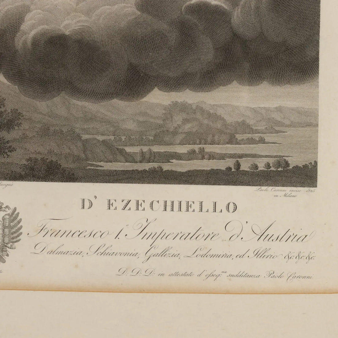 Antique Etching Signed Paolo Caronni Vision of Ezekiel 1825