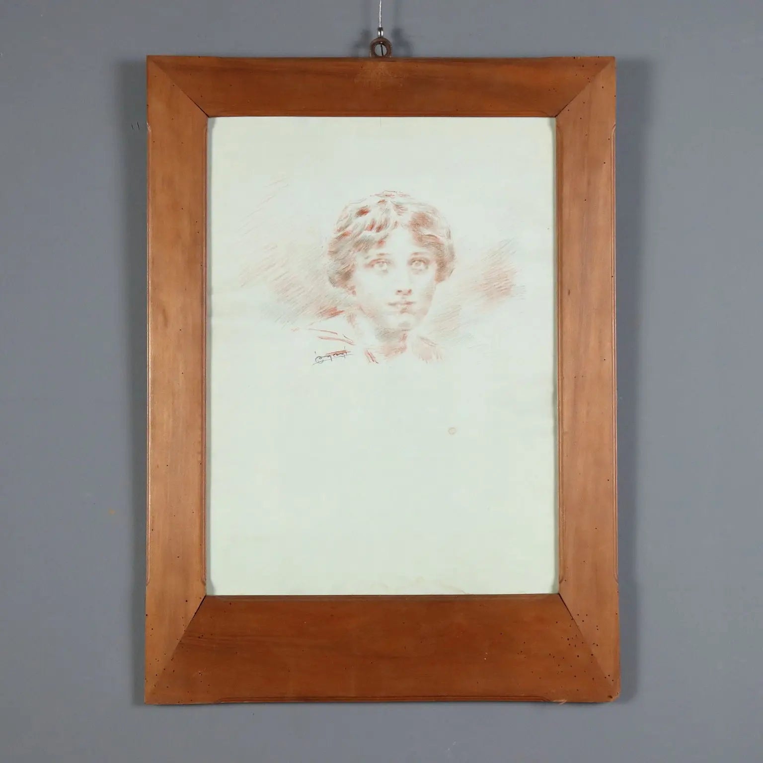Antique Painting Signed Luigi Conconi Female Face XIX Century