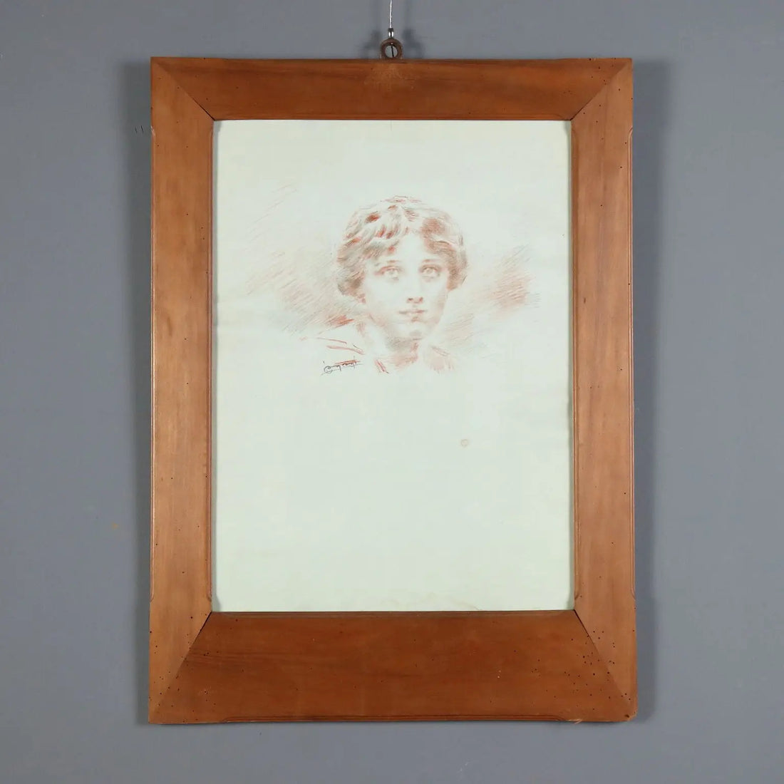 Antique Painting Signed Luigi Conconi Female Face XIX Century
