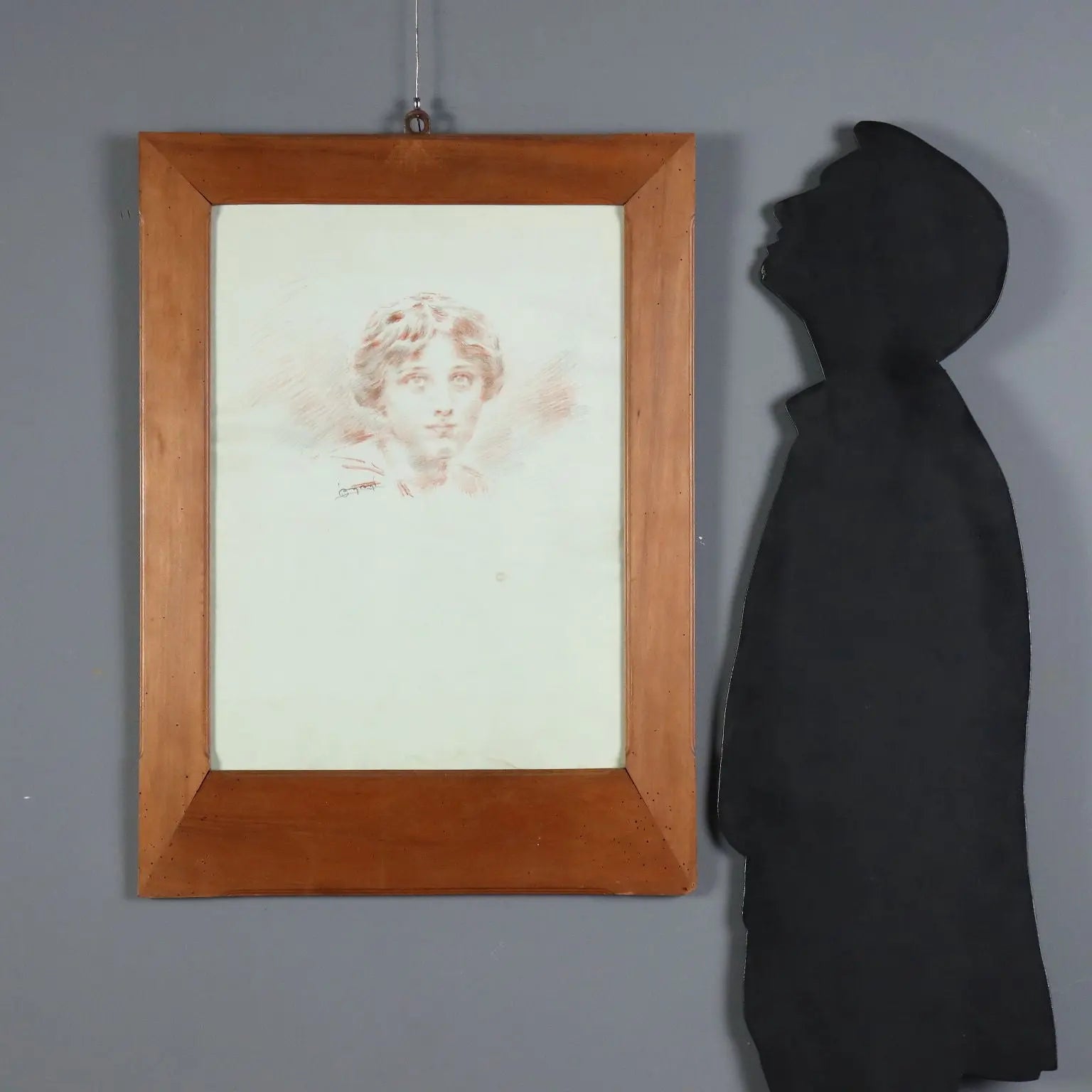Antique Painting Signed Luigi Conconi Female Face XIX Century