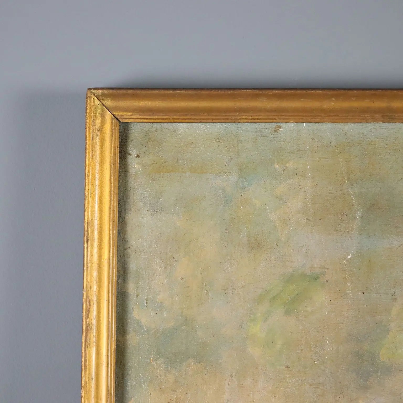 Antique Painting Naval Battle Oil on Canvas XIX Century