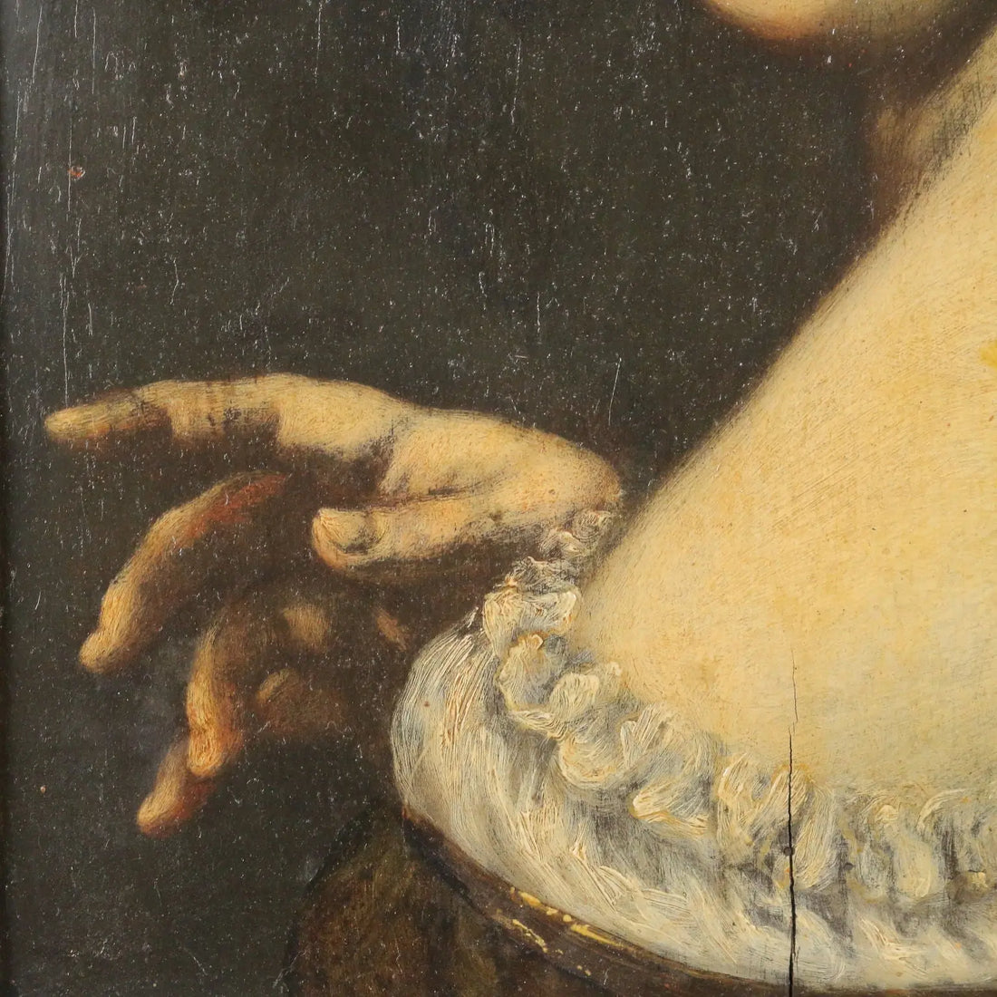 Antique Painting Woman Portrait Oil on Hardboard Italy XIX Century