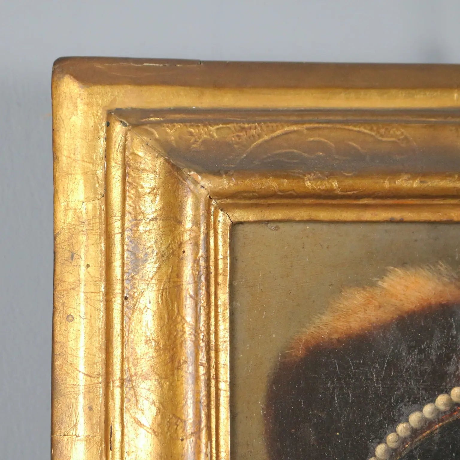 Antique Painting Woman Portrait Oil on Hardboard Italy XIX Century