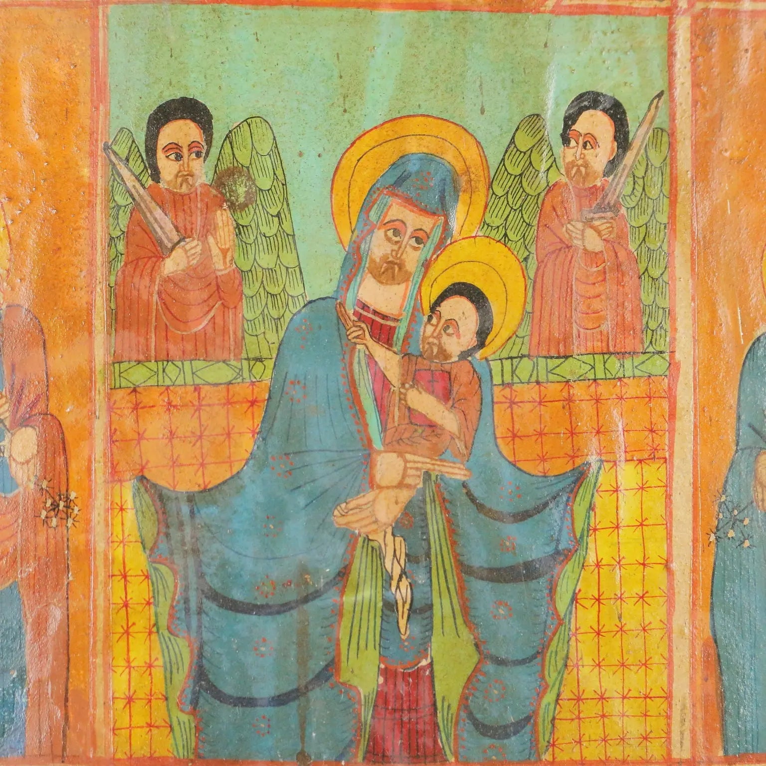 Antique Ethiopian and Coptic Orthodox Icon Tempera on Wood '800