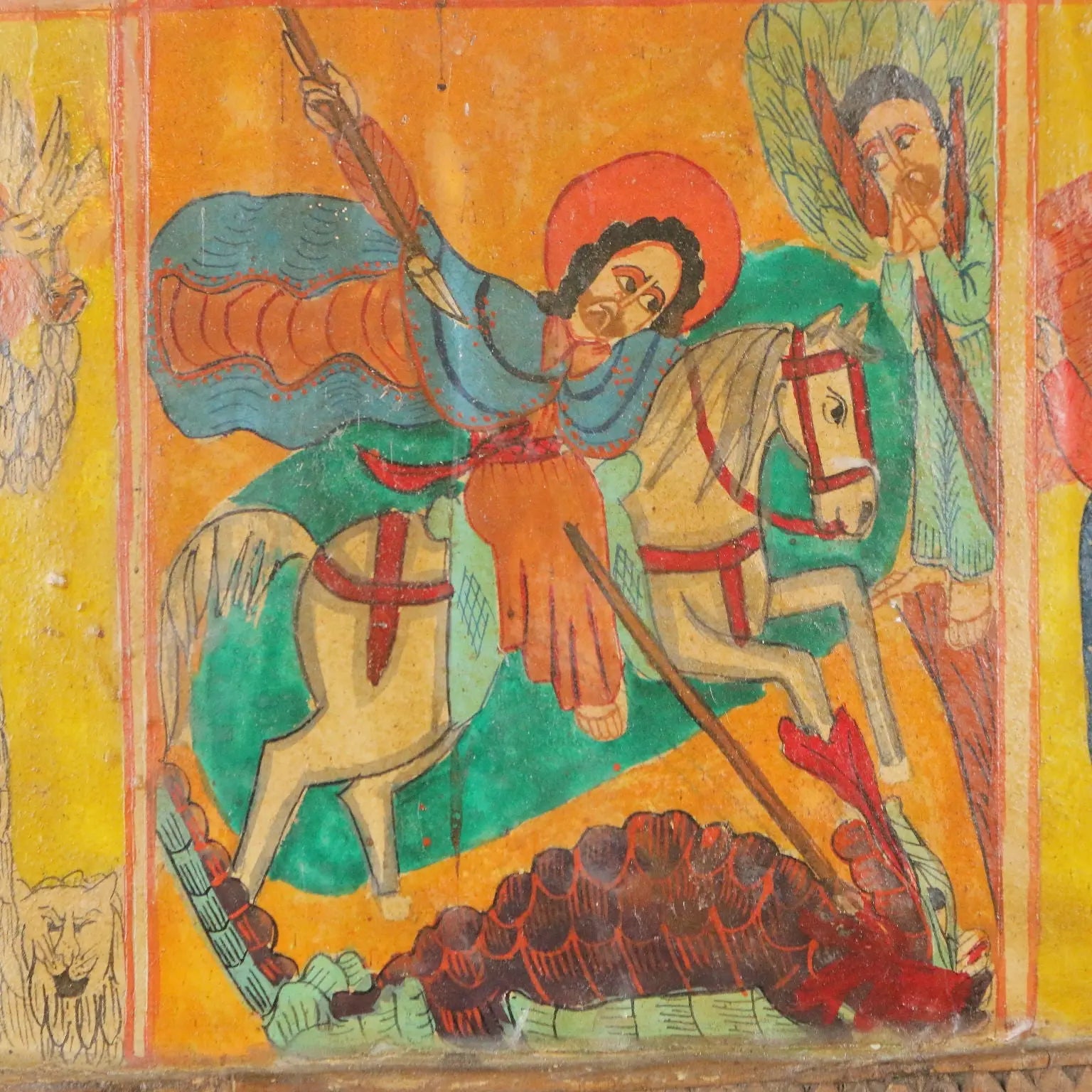 Antique Ethiopian and Coptic Orthodox Icon Tempera on Wood '800