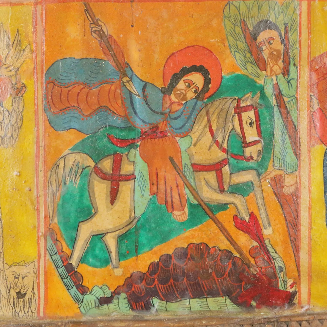 Antique Ethiopian and Coptic Orthodox Icon Tempera on Wood '800